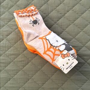 Hello Kitty Orange and Gray Halloween Socks